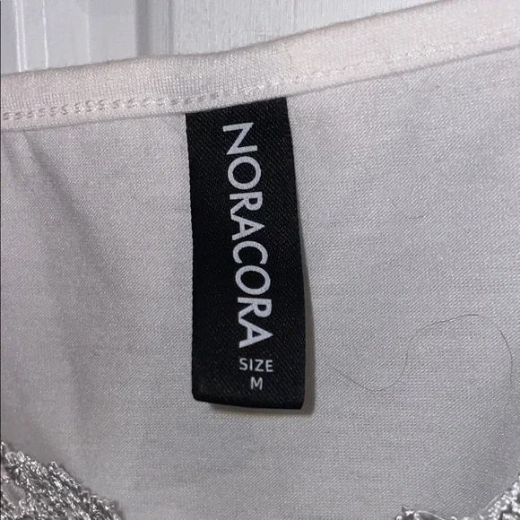 White and Purple lace embroidered Cold-Shoulder Blouse - Picture 5 of 7